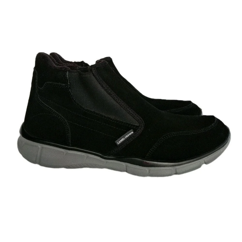 CAMEL CROWN Suede Slip-On Shoes Men's 10.5 Black/Gray Chelsea Sneaker Boots